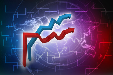 3d illustration inflation and deflation graph
