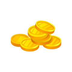 Heap of shiny golden coins. Money and finance theme. Flat vector element for advertising poster, banner or website