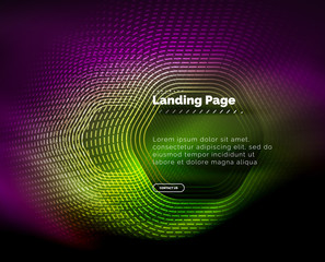 Neon glowing techno hexagon shape lines, hi-tech futuristic abstract background, landing page template