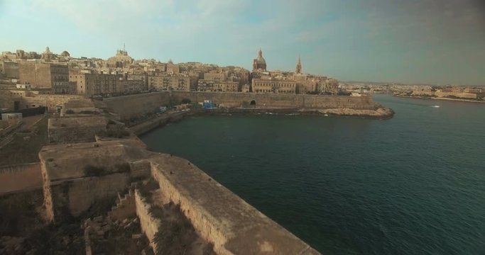 Aerial Shot - Moving near a church in Malta
