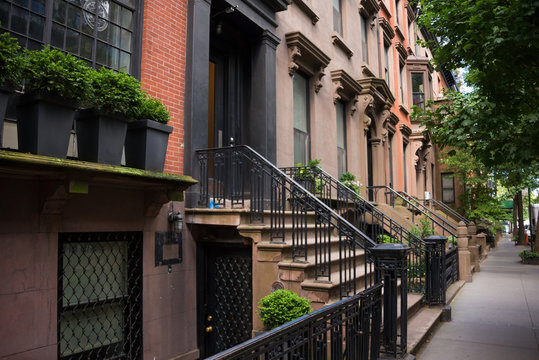 Brownstone houses in New York city