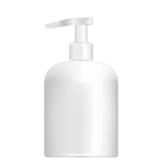 White container with soap dispenser isolated on white background.