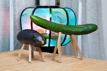 キュウリの馬とナスの牛(精霊馬)