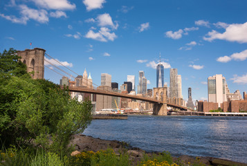 Fototapeta na wymiar New York city skyline seen from water