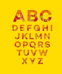 Vector alphabet letters made from autumn leaves. Vector illustration