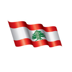 Naklejka premium Lebanese flag, vector illustration on a white background