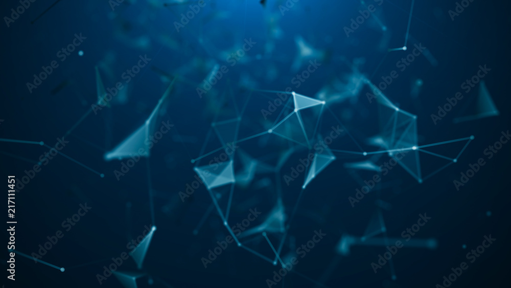 Poster Big data visualization. Science background. Big data complex with compounds. Lines plexus. Visual information complexity.