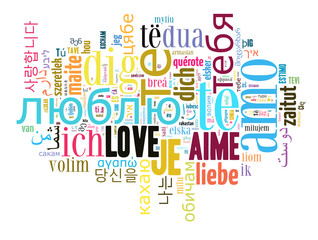 Naklejka na ściany i meble wordcloud Love you in different languages