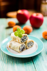 Pancakes with cottage cheese and poppy seeds
