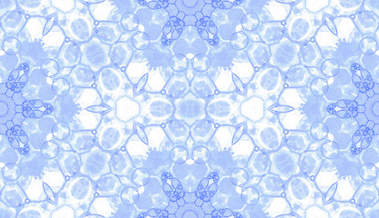 Violet seamless pattern. Attractive delicate soap bubbles. Lace hand drawn textile ornament. Kaleido