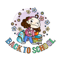 Welcome back to school. Cute school kid ready to education.