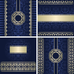 Set of templates for cards, invitations, posters, banners with vintage decoration