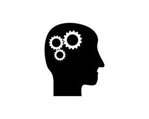 silhouette head brain think mind genius image vector icon logo