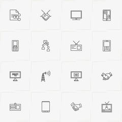 Communications line icon set with partnership , mobile chatting and mobile phone