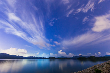 Lake with Starry sky and cloud