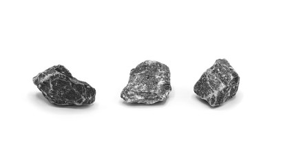 collection of grey rock isolated on white background