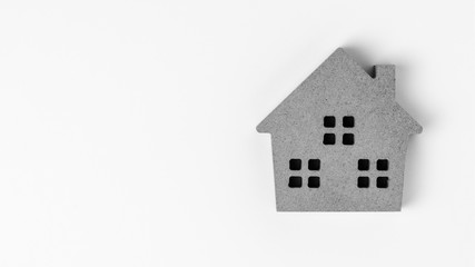 wooden home icon on white paper background