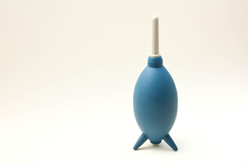 blue air blower pump dust cleaner on white background