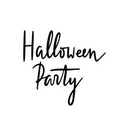 Vector hand lettering Halloween Party. Modern brush calligraphy isolated on white background for Halloween greeting cards and design.