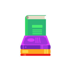Flat book pile or column. Paper symbol of education, library literature and wisdom. School, college or university studying equipment. Vector isolated illustration.