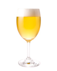 Cold beer in glass isolated on a white background.