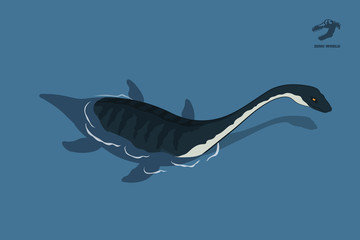 Dinosaur plesiosaur in isometric style. Isolated image of jurassic monster in water. Cartoon dino 3d icon. Sea reptile vector illustration © shaineast
