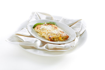 Cannelloni Pasta with Ricotta Isolated on White Background