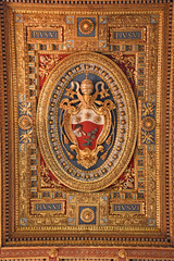 Fototapeta na wymiar Italy, Rome, basilica of San Giovanni in Laterano, detail of decoration of the vault.