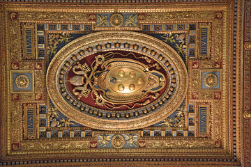 Italy, Rome, basilica of San Giovanni in Laterano, detail of decoration of the vault.