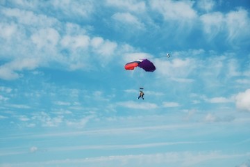 Tandem skydiving in the sky