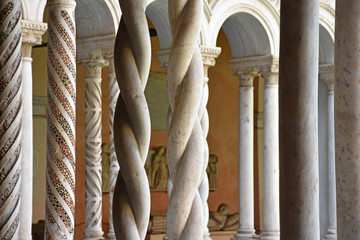 Italy, Rome, basilica of San Giovanni in Laterano, Lateran Cloister, view and details of the...