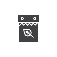 Autumn season vector icon. filled flat sign for mobile concept and web design. calendar with leaf simple solid icon. Symbol, logo illustration. Pixel perfect vector graphics