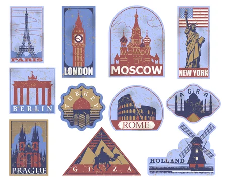europe rome paris london berlin budapest travel luggage label decal sticker 2681 