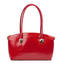 Red handbag isolated on white background.