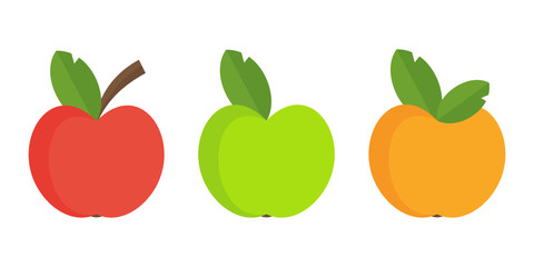 Apple flat icon. Flat vector cartoon illustration. Objects isolated on a white background.