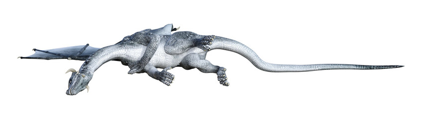3D Rendering Fantasy Dragon on White