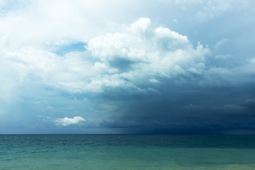 Naklejka na ściany i meble blue sky with clouds over the sea, wallpapers, seascape, background