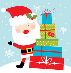 santa and christmas present