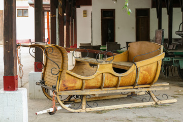 Vintage sled for winter trips by horses
