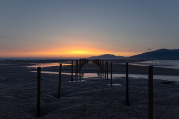 Fototapeta na wymiar Sunset in Tarifa, Cadiz, Spain taken in August. 