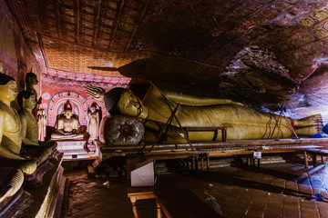 Naklejka premium Interior of buddhist temple from Sri Lanka