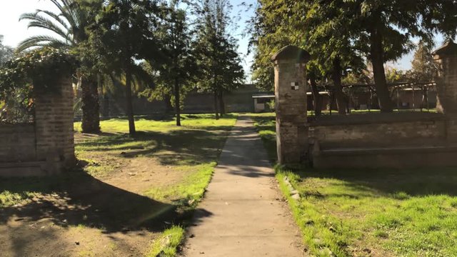 garden and exterior construction of the abandoned asylum