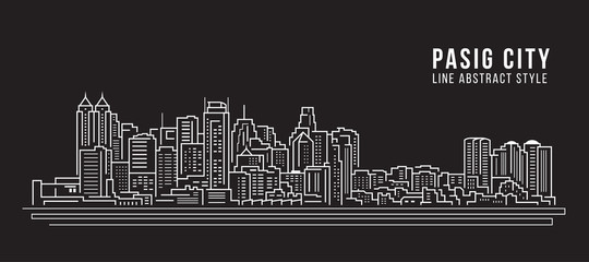 Cityscape Building Line art Vector Illustration design - Pasig city