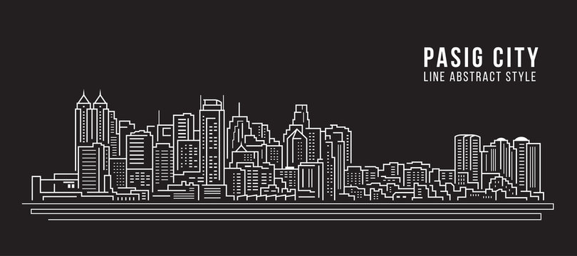 Cityscape Building Line Art Vector Illustration Design - Pasig City