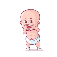 Cute little baby in the diaper. Cartoon character. Vector illustration isolated on a white. Eps 10.