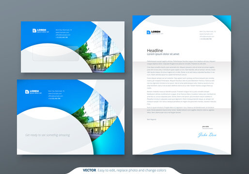Envelope DL, C5, Letterhead. Corporate business stationery template for envelope and letter.