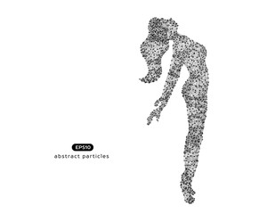 Abstract vector illustration of flying beautiful woman.