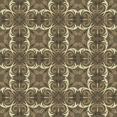 Seamless ceramic tile with patchwork. Vintage design in retro colors. Grunge style