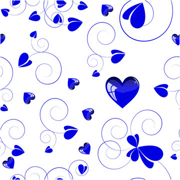 Blue Love Design ,white Background