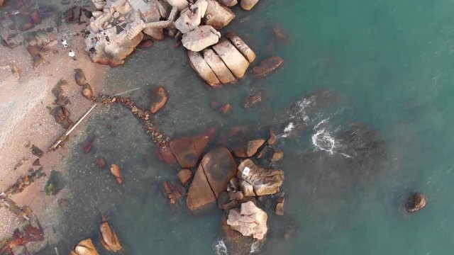 Drone or aerial footage of Hong Kong Lei Yu Mun which is a small fisherman town in Yau Tong. Famous for seafood and Victoria Harbour view.